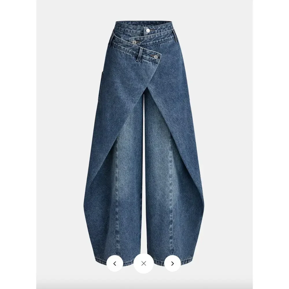 Commense Cross-Front Wide-Leg Jeans Sz L - Picture 1 of 5